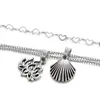 Anklets Pack van 2 Beach met Shell en Lotus Pendant Design in gemengde link -verweven hartketens