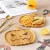 Tallrikar halloween pumpa trä pan platta frukt rätter tefat te bricka dessert middag bröd japansk stil