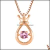 Pendant Necklaces Gold Sier For Women Crown Water Drop Zircon Necklace Elegant Clavicle Chain Female Simple Wild Vipjewel Delivery J Dhke2