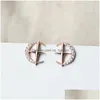 Stud Fashion Jewelry S925 Sier Needle Moon Star Earrings Simple Exquisite Cute Drop Delivery Dh6Bc