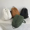 Mochila informal de lona lavada para mujer, mochila escolar con cremallera de Color sólido para estudiante, mochila sencilla de gran capacidad para la universidad