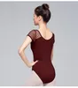 Bühne Tragen Weibliche Kurzen ärmeln Ballett Trikot Einteiliges Gymnastik Body Professionelle Dance Anzug Für Frauen Kostüm W22393