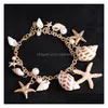 H￤nge halsband europa modesmycken kvinnor conch skal stj￤rnfisk charms p￤rlor halsband dam lager armband droppleverans h￤nge dhewq