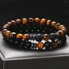 Strand Charm Set Bracelet Pulseas Mujer clássico de pedra time tigre tigre ioga pulseiras de ioga homens mulheres jóias elásticas de corda 2pcs