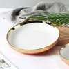 Placas Luxury Plate Gold Plate Birthday Birthday Wedding Weddic Nordic Ceramic Sushi Sobessert Breakfast Serving Bandey Taleerze ObiDowe Dininetware