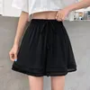 Mulheres do sono feminino Sleep Bottoms Women Summer Casual Chiffon Shorts largo Leg largo Plus Size S-5xl Respirável Cantura alta