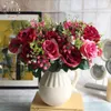 Ghirlande di fiori decorativi 1PC Fiore artificiale europeo fai-da-te 12 Teste Rosa Fioristi per matrimoni Festa a casa 5 colori