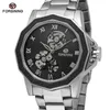 Wristwatches Forsining Top Men Automatic Mechanical Wrist Watch Stainless Steel Skeleton Clock for Man Clocks Relogio Masculino