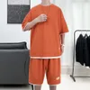 MEN MENTURITS ARCHOUTSUITS WAFFLE PATTION 2 قطعة شورتات شورتات صيفية للرجال أزياء الملابس HARAJUKU على غرار اليابان أزياء فضفاضة لائحة التعرق 230204