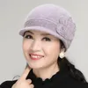 Hats Scarves Gloves Sets & Kagenmo Elderly Women Thermal Twinset Cap Scarf Knit Fur Female Hat Thick Long Windproof Keep Warm Year Gift