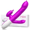 Gode double langue vibrant avec vibrateurs rotatifs télescopiques pour femme stimulateur de clitoris vaginal anal adulte sucer jouets sexuels 0804