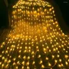 弦3x2m/3x3m/6x3mクリスマスウォーターフォールストリングライトフェアリーメテオシャワー結婚式の年パーティーの装飾のためのつらつ付きのカーテンライト