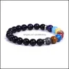 Beaded Strands Eight Planets Natural Stone Beads Chain Bracelets For Women Men Lovers Galaxy Solar System Lava Rock Yoga Chakra Cha Otntv