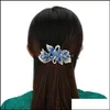 H￥rkl￤mmor Barrettes Shiny Rhinestone Flower Hairs Clip Geometric Hairpin Retro Crystal Acrylic Claws Women Girls Accessories Drop Otrw1