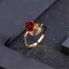 Fedi nuziali Anello rosa per donna Minimalista Regolabile Fiore rosso Lusso Alta qualità Carino Gioielli da damigella d'onore Regali di San Valentino