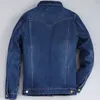 Mensjackor Autumn Winter Plus Velvet Cotton Denim Jacket Male Thick Warme Fleece Jeans Blue Slim Coat Top 230203