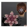 H￥rkl￤mmor Barrettes Rhinestone Flower Duckbill Claws Vintage Accessories for Women Shinning Hairpin Ponytail Headwear Drop Delive Dhxuk