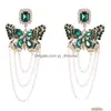 Dangle Chandelier Fashion Rhinestone Imitation Pearl Butterfly Earrings Party Womens Elegant Jewelry Drop Delivery Dhgqs