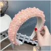 Headbands Fashion Women Headband Wide Side Fl Paved Bead Pearls Hairband Luxurious Geometric Baroque Hair Accessories Drop Delivery Dh8Dt