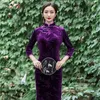 Ethnic Clothing FZSLCYIYI Elegant Mandarin Collar Seven Points Sleeve Bamboo Leaves Jacquard Gold Velour Qipao Ladies Wedding Cheongsam Size