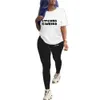 2023 spring Women Tracksuits Sexy Two Piece Outfits Fashion Casual Letter Printed short Sleeve Sweatshirt Leggings Jogger Set cy909