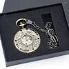 Montres de poche en Bronze, Machine à engrenages de roue, chiffres romains, squelette, PocketFob avec boîte, PJX1343