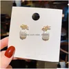 Stud Fashion Jewelry S925 Sier Post Square Pearl Earrings Knot Cute Drop Delivery Dh7L2