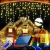 Strängar 6m 264Led Solar Icicle Light 8 Lägen Vattentät jul utomhusfönster för uteplats trädgårdsdekor