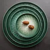 Piatti Nordic Gradient Emerald Steak Plate Stone Pattern Flat Pasta Western Round Restaurant Decoration Home