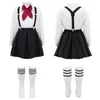 Set di abbigliamento Uniformi scolastiche per bambini Coro per ragazze per bambini Abiti per spettacoli teatrali Studentesse Papillon con bavero Top con gonna a bretella e