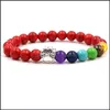 Straski z koralikami 7 Chakra Natural Stone Beads Bransoletka dla kobiet mężczyzn Kot pies pazur urok Tiger Turkusowe uzdrowienie nce joga koralik b otl3y