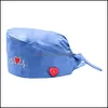 Beanie/Skull Caps Embroidery Beanie Heart Shape Cotton Adjustable Nurse Surgical Women Veterinary Pet Shop Scrub Hat Dentist Dustpro Otiw7