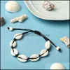 Beaded Strands Bohemian Sea Shell Bracelet For Women Girls Handmade String Rope Seashell Chains Men Summer Beach Wrap Bangle Fashio Otk8T