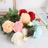 Decorative Flowers Pretty Pink Rose Peony Simulation Silk Flower Bouquet High Quality 3 Heads Fake DIY Home Wedding Party Decoration
