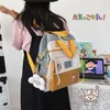 학교 가방 방수 나일론 다기능 여성 배낭 귀여운 투명 주머니 작은 원선 메신저 가방