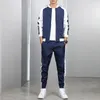 Suisses de survêtement masculines Brand Men Sets Casual Zipper Tracksuit Spring Automne Solid Splice Set JacketPants Sports Suit Streetwear Hip Hop F3GH