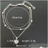 Bracelets de cheville 925 Sier Beach Bracelet Womens Mti Layer Love Heart Anklet Summer Holiday Foot Chain Jewelry Set Drop Delivery Dhe8U