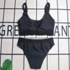 Luxe dames bikini's badmode ontwerper strandbeha's briefs set zwarte sport beha slipje sexy split backless zwempak