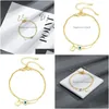 Anklets Fashion Jewelry Gold Plated Evil Eye Anklet For Women Double Layer Chain Letter A Blue Eyes Bracelet Drop Delivery Dhert