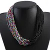 Chains Fashion Bohemian Boho Acrylic Beads Necklace Women Long Multi Layer Statement Strand Layered Jewelry Collier Femme