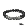 Bracelets de charme 8mm 10mm pierre naturelle à la main brins de perles yoga sier plaqué bracelet élastique bijoux pour femmes hommes livraison directe DH2NB