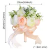 Dekorativa blommor Temperament Simulering Bride Holding Bridesmaid Wedding Bouquet High Quality Ribbon Hall Supplies FZ528