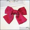 Клипы для волос Barrettes Fashion Solid Color Big Bow Hairpins for Girl Hairs Clip Women Sweet Twolayer Satin Hairgrip Accessories Drop Otiff