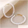 Dangle Chandelier Fashion Big Circle Round Gold Hoop Earrings For Women Elegant White Pearl Sweet Wedding Jewelry Brincos Drop Deli Dhvtu