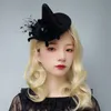 Boinas Halloween Black Spider Lace Hat Sexy Wizard Hairpin Gothic Holiday Dress Acessórios de cabelo Delm22