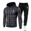 Survêtements pour hommes Automne et hiver Sweatpants pour hommes Sweatpants Suit Printing Men's Zipper Hoodie Fitness Sportswear Suit Hooded Sportswear 230204