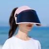 Sombreros de ala ancha novedad retráctil lente transparente tapa superior vacía mujeres Anti-UV Sun 2023 verano tamaño ajustable mujeres sombrero de playa