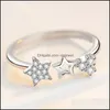 With Side Stones Star Jewelry Ladies Zirconia Pentagram Party Gift Temperament Small Ring Fashion Simple Vipjewel Drop Delivery Dheia