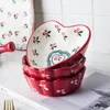 Bowls Eramic Cherry Bowl Fruit Salad Heart Round Shape Breakfast Rice Tableware For Kids Cutlery Dessert Noodles