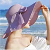Szerokie brzegowe czapki kobiety letnie dzianinowe kapelusz moda duża swobodna plaża przeciwsłoneczna blok przeciwsłoneczny zabezpieczenie UV Bow Bow Cap Multicolor v17 Eger22